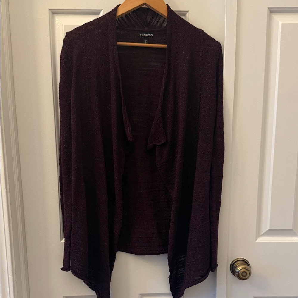 Express Women's Open-Front Cardigan Sweater - Plum